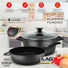Batería Cocina Inducción + Juego Sartenes Granitec MGK1219