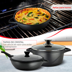 Batería Cocina Inducción + Juego Sartenes Granitec MGK1219