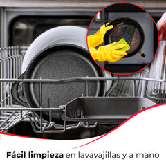 Batería Cocina Inducción + Juego Sartenes Granitec MGK1219