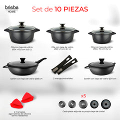 Batería Cocina Inducción + Juego Sartenes Granitec MGK1819