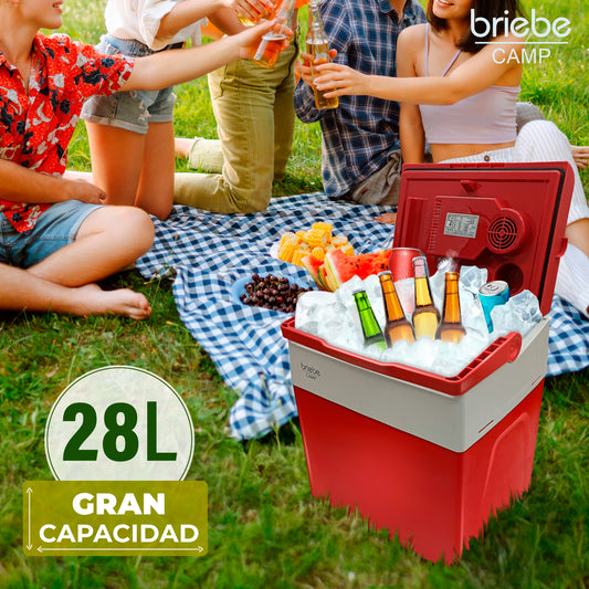Nevera briebe Camp Portátil Eléctrica de Viaje Camping 28L Roja
