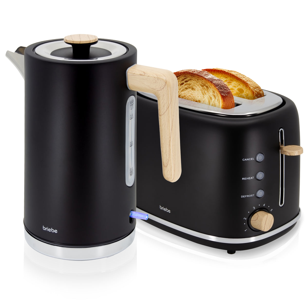 Set Nordic Tostador 2 rebanadas + Hervidor Negro