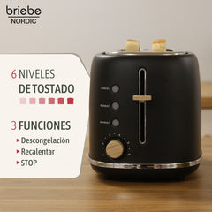 Set Nordic Tostador 2 rebanadas + Hervidor Negro