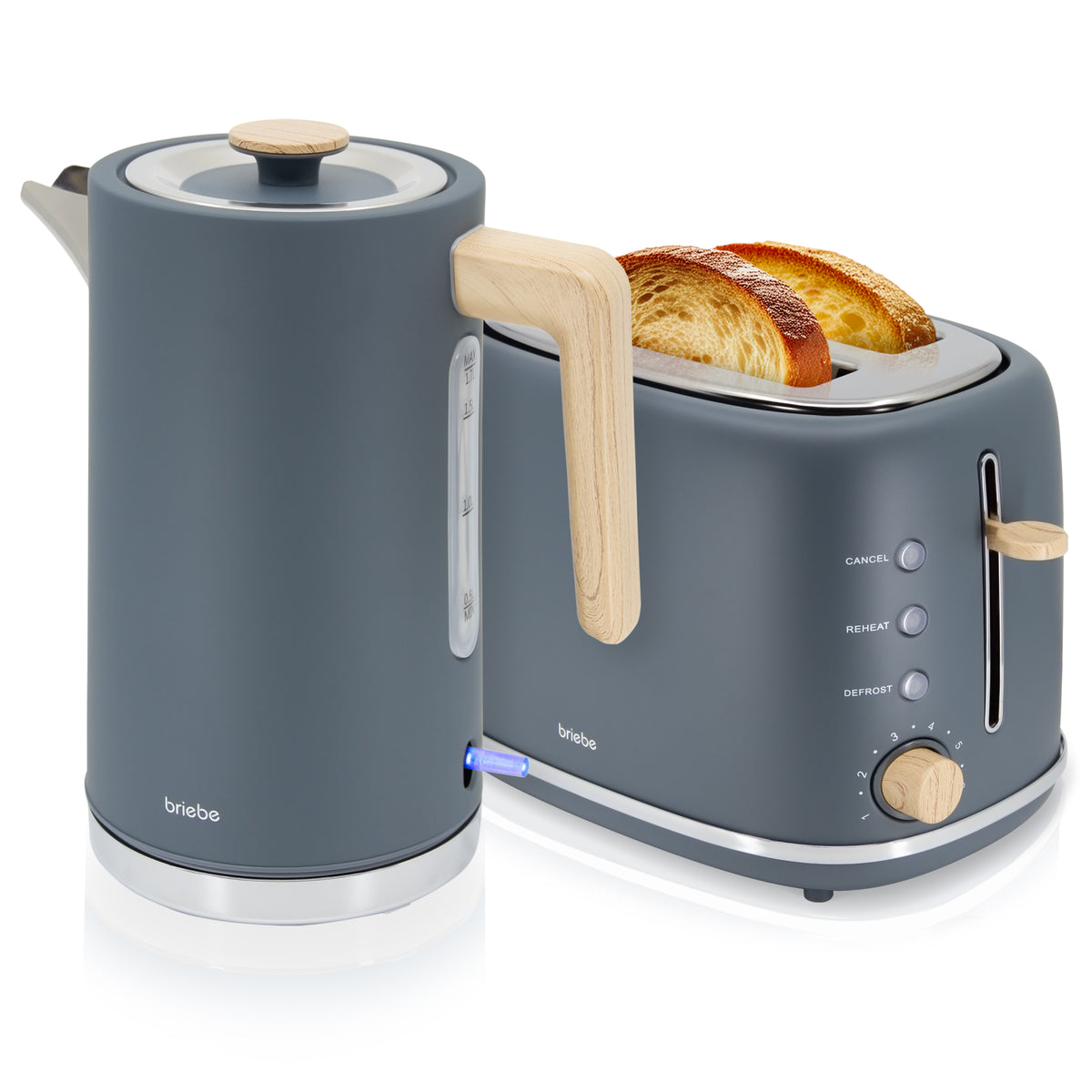 Set Nordic Tostador 2 rebanadas + Hervidor Gris