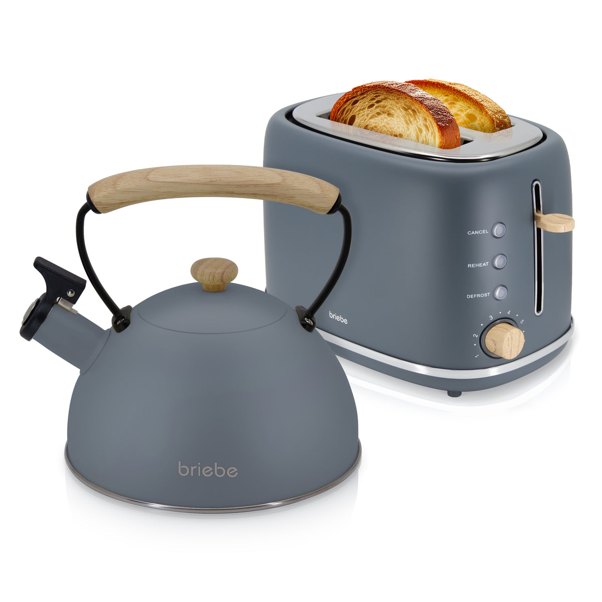 Set Nordic Tostador 2 rebanadas + Tetera Gris