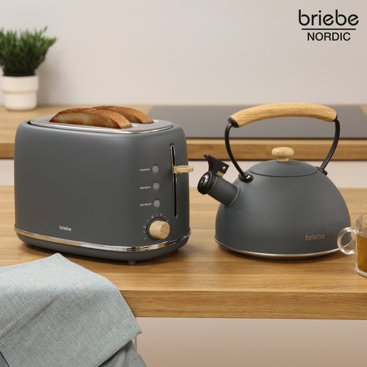 Set Nordic Tostador 2 rebanadas + Tetera Gris