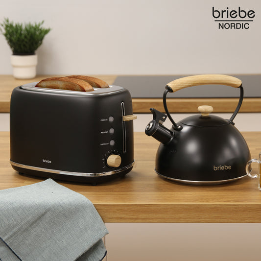 Set Nordic Tostador 2 rebanadas + Tetera Negro