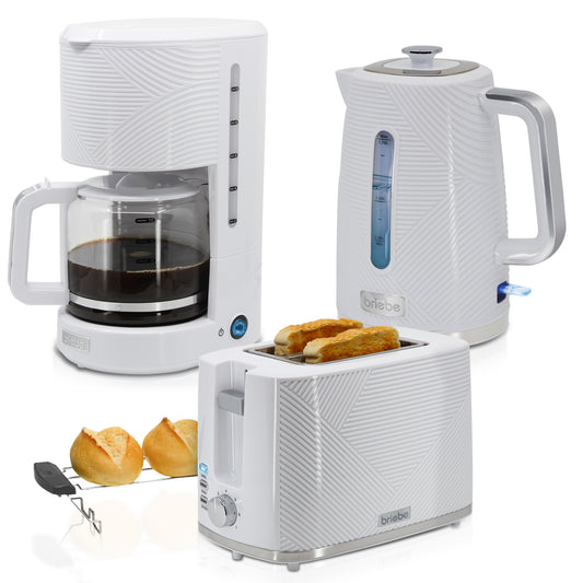 Set Tostador + Hervidor + Cafetera Elegance Blanco
