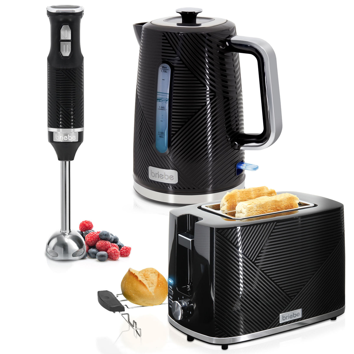 Set Tostador+Hervidor+Batidora de Mano Elegance Negro