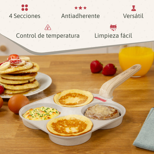 Sartén Inducción Tortitas 4 Huevos Fritos o Poché