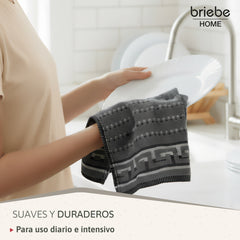 Set de 6 Paños de Cocina briebe Home 100% Algodón Rizo 50X50cm, Alta Absorción y Suavidad