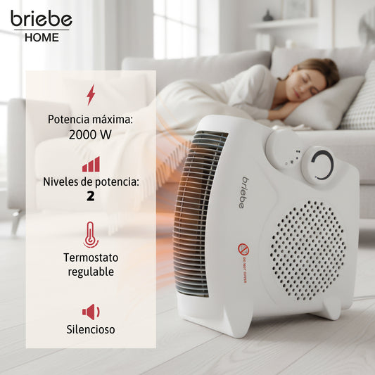 Calefactor Ventilador Eléctrico Portátil 2000W HT1181 Blanco