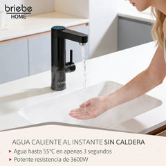 Grifo Eléctrico de Mesa para Cocina / Baño Agua Caliente al Instante Indicador y Selector Temperatura Acero Inox Negro Bajo Consumo
