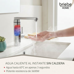 Grifo Eléctrico Instantáneo de Mesa para Cocina / Baño Agua Caliente al Instante Indicador Temperatura Acero Inox Bajo Consumo