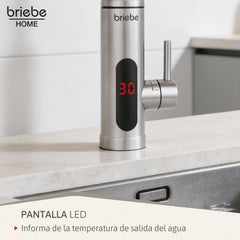 Grifo Eléctrico Instantáneo de Mesa para Cocina / Baño Agua Caliente al Instante Indicador Temperatura Acero Inox Bajo Consumo