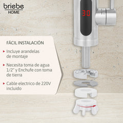 Grifo Eléctrico Instantáneo de Mesa para Cocina / Baño Agua Caliente al Instante Indicador Temperatura Acero Inox Bajo Consumo