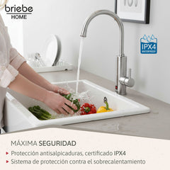 Grifo Eléctrico Instantáneo de Mesa para Cocina Agua Caliente al Instante Indicador Temperatura Acero Inox Bajo Consumo