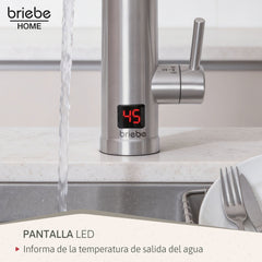 Grifo Eléctrico Instantáneo de Mesa para Cocina Agua Caliente al Instante Indicador Temperatura Acero Inox Bajo Consumo