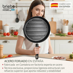Grill Asador Rayas MARE Inducción Acero Forjado Ø 28 cm Fabricado en España