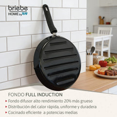 Grill Asador Rayas MARE Inducción Acero Forjado Ø 28 cm Fabricado en España