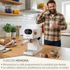 Cafetera Espresso Nordic 20 Bares Compatible Cápsulas Nespresso y Café Molido Blanco