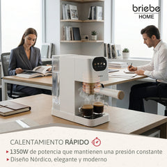 Cafetera Espresso Nordic 20 Bares Compatible Cápsulas Nespresso y Café Molido Blanco