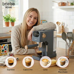 Cafetera Espresso Nordic 20 Bares Compatible Cápsulas Nespresso y Café Molido Gris