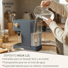 Cafetera Espresso Nordic 20 Bares Compatible Cápsulas Nespresso y Café Molido Gris
