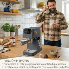 Cafetera Espresso Nordic 20 Bares Compatible Cápsulas Nespresso y Café Molido Gris