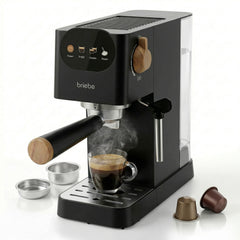 Cafetera Espresso Nordic 20 Bares Compatible Cápsulas Nespresso y Café Molido Negro