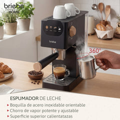 Cafetera Espresso Nordic 20 Bares Compatible Cápsulas Nespresso y Café Molido Negro