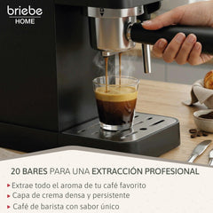 Cafetera Espresso Nordic 20 Bares Compatible Cápsulas Nespresso y Café Molido Negro