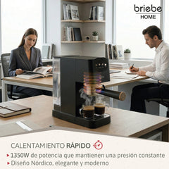 Cafetera Espresso Nordic 20 Bares Compatible Cápsulas Nespresso y Café Molido Negro