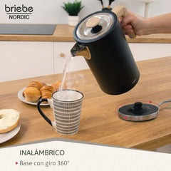 Set Nordic Cafetera Espresso 20 Bares Cápsulas y Café Molido + Hervidor Agua Eléctrico 17L Inalámbrico 2200W + Tostadora Ranura Ancha 2 Rebanadas Negro