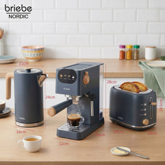 Set Nordic Cafetera Espresso 20 Bares Cápsulas y Café Molido + Hervidor Agua Eléctrico 17L Inalámbrico 2200W + Tostadora Ranura Ancha 2 Rebanadas Gris