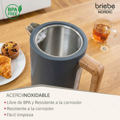 Set Nordic Cafetera Espresso 20 Bares Cápsulas y Café Molido + Hervidor Agua Eléctrico 17L Inalámbrico 2200W + Tostadora Ranura Ancha 2 Rebanadas Gris