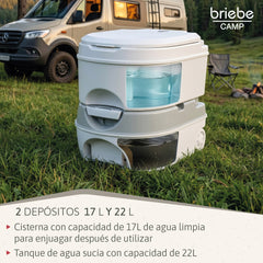 WC briebe Camp Comfort Plus Inodoro Portátil Químico con Ruedas Adultos Potty 22L Camping Camper Blanco