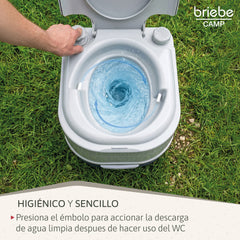 WC briebe Camp Comfort Plus Inodoro Portátil Químico con Ruedas Adultos Potty 22L Camping Camper Blanco