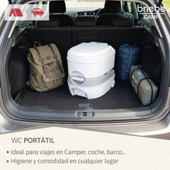 WC briebe Camp Comfort Plus Inodoro Portátil Químico con Ruedas Adultos Potty 22L Camping Camper Blanco