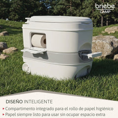 WC briebe Camp Comfort Plus Inodoro Portátil Químico con Ruedas Adultos Potty 22L Camping Camper Blanco