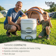 WC briebe Camp Comfort Plus Inodoro Portátil Químico con Ruedas Adultos Potty 22L Camping Camper Blanco