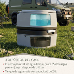 WC briebe Camp Comfort Inodoro Portátil Químico Adultos Potty 24L Camping Camper Gris