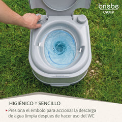 WC briebe Camp Comfort Inodoro Portátil Químico Adultos Potty 24L Camping Camper Gris
