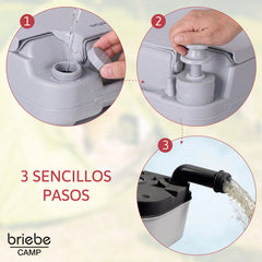 WC briebe Camp Comfort Inodoro Portátil Químico Adultos Potty 24L Camping Camper Gris