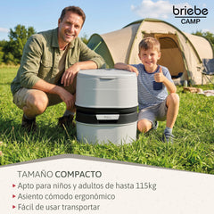 WC briebe Camp Comfort Inodoro Portátil Químico Adultos Potty 24L Camping Camper Gris
