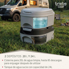 WC briebe Camp Comfort Plus Inodoro Portátil Químico con Ruedas Adultos Potty 24L Camping Camper Gris