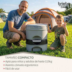 WC briebe Camp Comfort Plus Inodoro Portátil Químico con Ruedas Adultos Potty 24L Camping Camper Gris