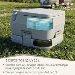 WC briebe Camp Compact Go Inodoro Portátil Químico Adultos Potty 10L Camping Camper