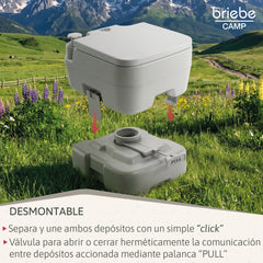 WC briebe Camp Compact Go Inodoro Portátil Químico Adultos Potty 10L Camping Camper