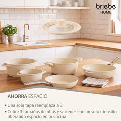 Juego 2 Tapas Sartén Universal Ollas Cacerolas Multidiámetro Borde Silicona Cristal Válvula
